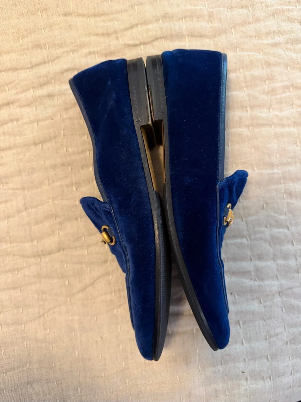 Gucci Blue Velvet Horsebit Loafers - Picture 6 of 8